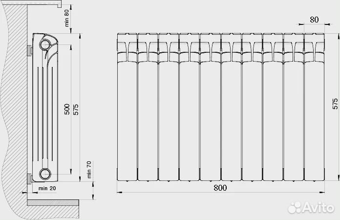 Радиатор биметаллический Rifar EcoBuild 500 10 се