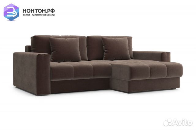 Диван угловой тик-так Монарх коричневый