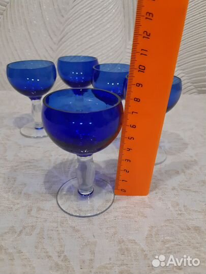 Рюмки синий хрусталь