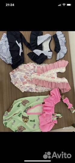 Пакетом Купальники новые от 6 до 12 месяцев