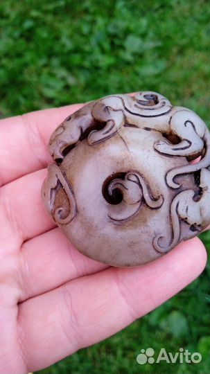 Аксессуар, кулон, подвеска из старого нефрита