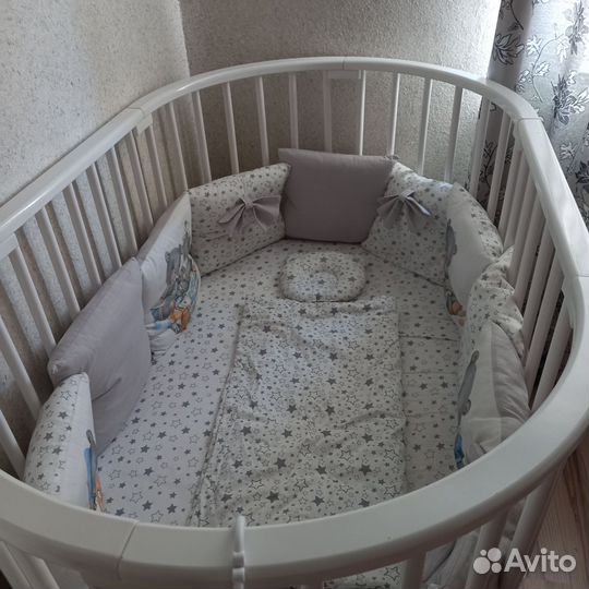 Кроватка трансформер круглая, овальная