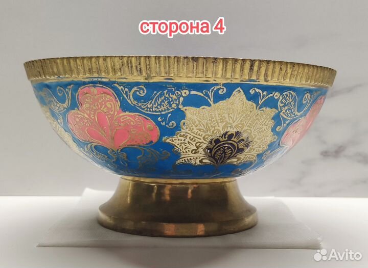 Ваза для конфет латунь, эмаль 70-е г Индия