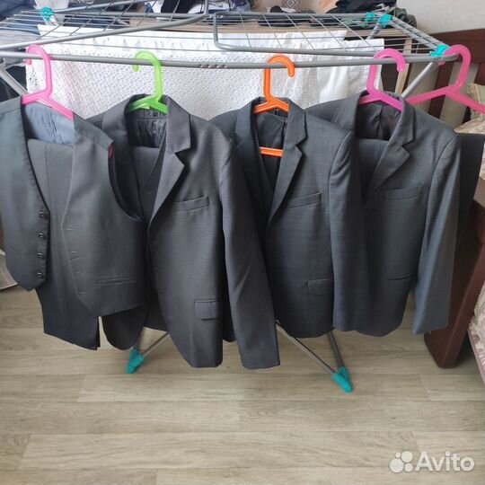 Костюм школьный двойка тройка серый 128/134/146