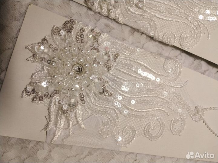 Перчатки-митенки свадебные белые, айвори