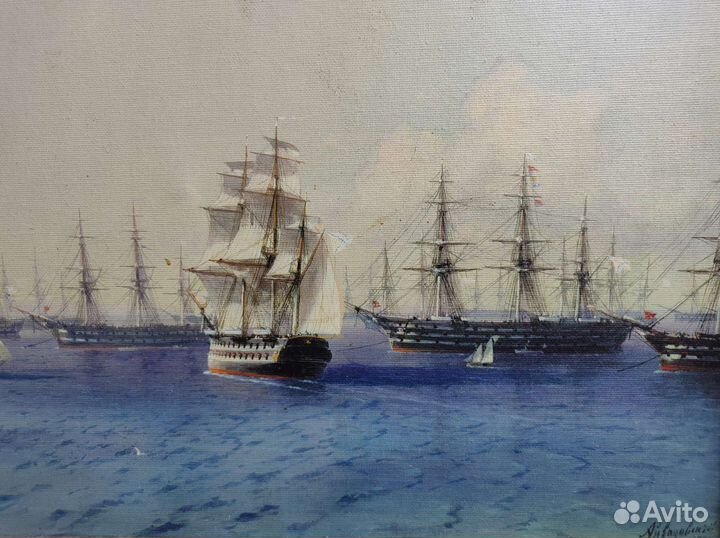 Картина в раме. Печать Айвазовского на холсте