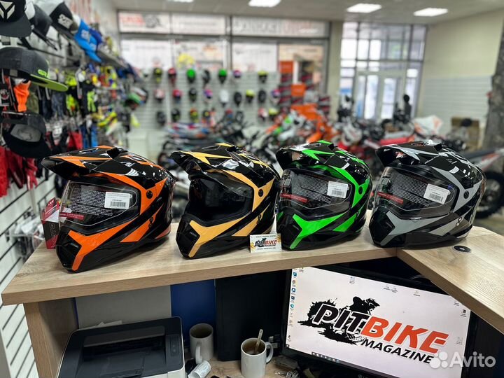 Шлем Kioshi Fighter 802 мотард с очками