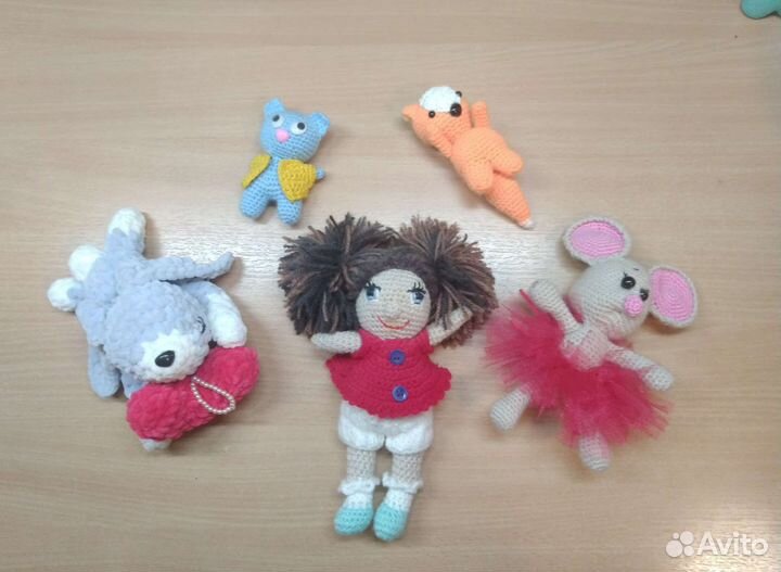 Вязаные игрушки ручной работы. Кукла, Кот, Лиса