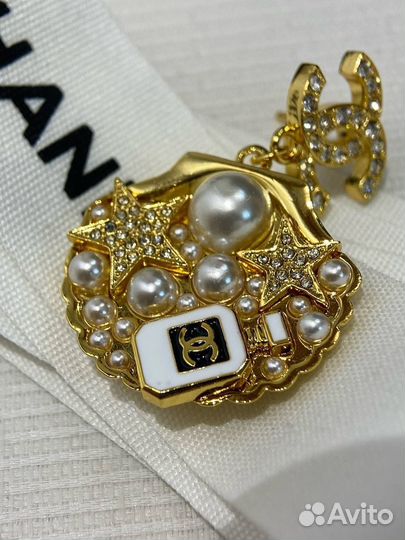 Серьги золотые Chanel