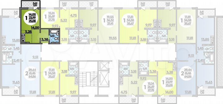 Квартира-студия, 25,1 м², 15/18 эт.