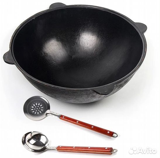 Казан чугунный узбекский с крышкой для плова