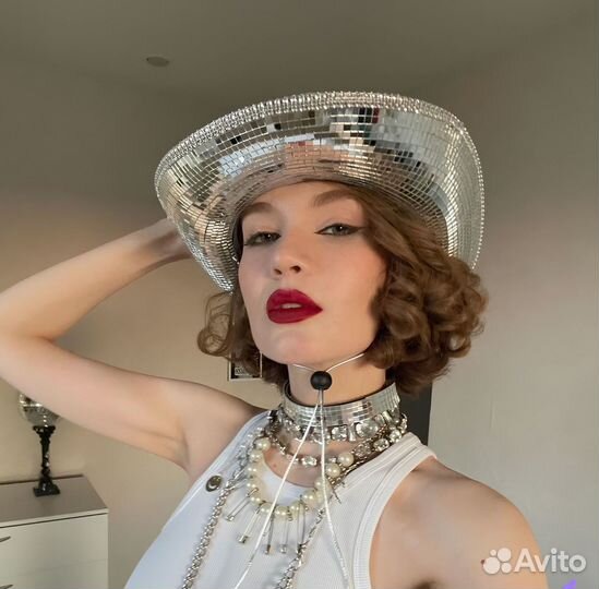 Диско шляпа / шляпа из зеркальной мозаики
