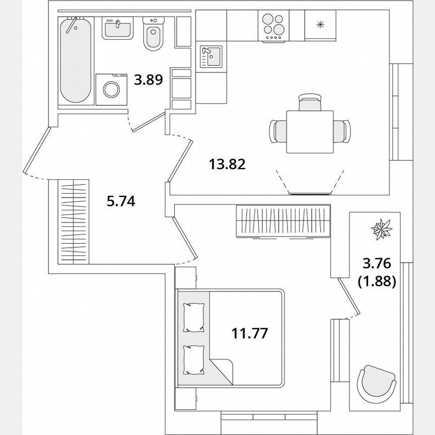 1-к. квартира, 37,1 м², 8/12 эт.
