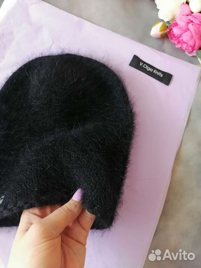 Шапка бини женская вязаная чёрная