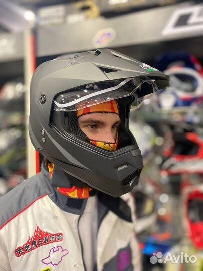 Мотошлем AIM мотард мотокросс со стеклом и очками