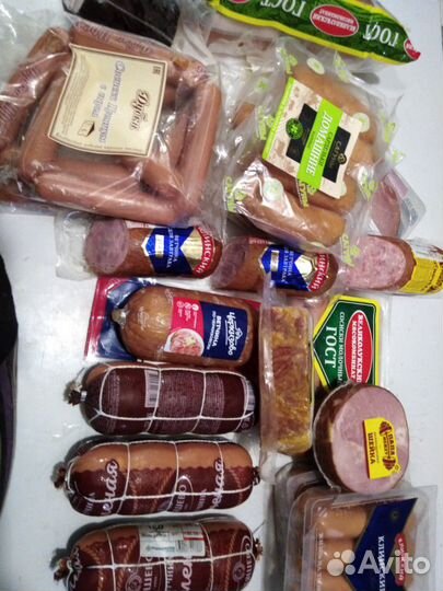 Колбаса, фарш говяжий, молочка и торты