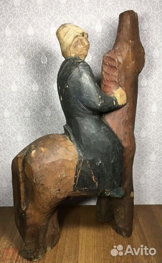 Скульптура Казак на коне дерево авторская СССР