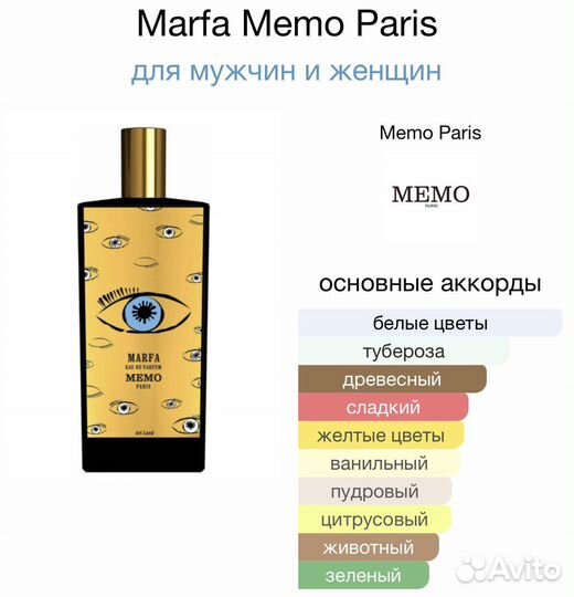 Парфюм Marfa Memo Paris