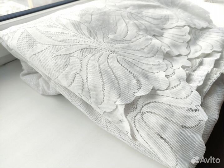 Штора тюль с креплением на очень большое окно