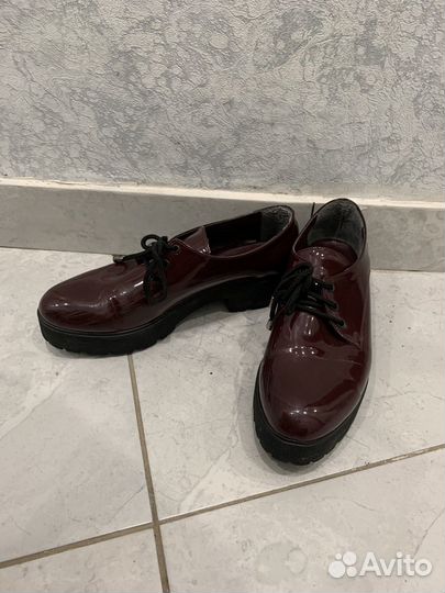 Бордовые Ботильоны Полуботинки туфли