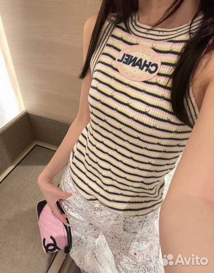Майка трикотажная chanel женская