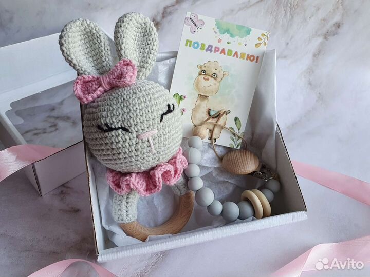 Вязаная погремушка Грызунок Ручная работа