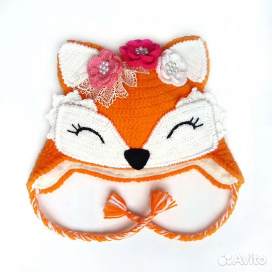 Шапка лиса осенняя для девочки