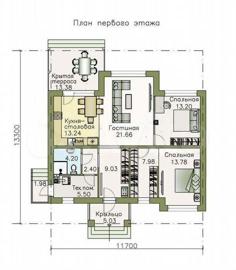 Дом 103,9 м² на участке 8 сот.