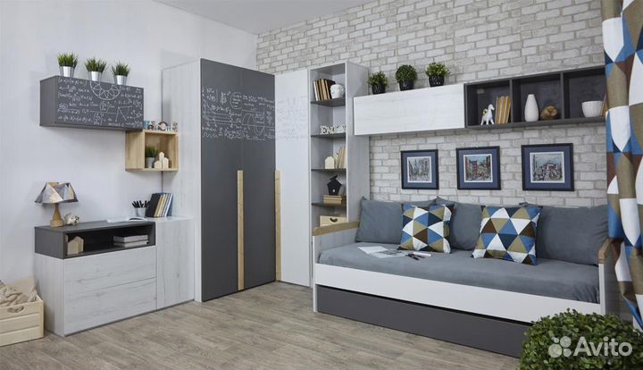 Кровать с доп сп местом ньютон Грей