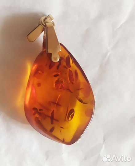 Кулон золото 583 звезда янтарь СССР
