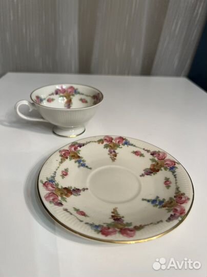 Немецкий антикварный фарфор. Чайная пара Schuman
