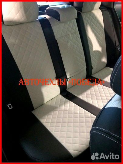 Чехлы Chevrolet Cruze из экокожи чёрно-белые Ромб