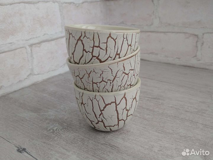 Чашки пиалы для чая 7,5*5 см, керамика, 3 шт