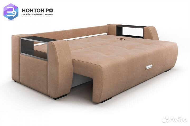 Диван еврокнижка Мальтида бежевый / коричневый