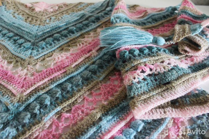 Бактус, платок, палантин, шарф (Цветущие тропы)