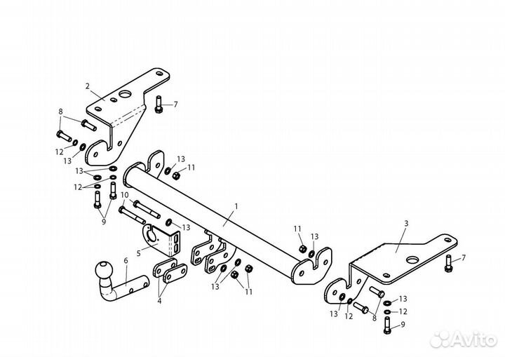 Фаркоп на Тойота Королла седан, с 2013 г. в. Новый