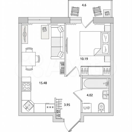 1-к. квартира, 38,2 м², 11/17 эт.