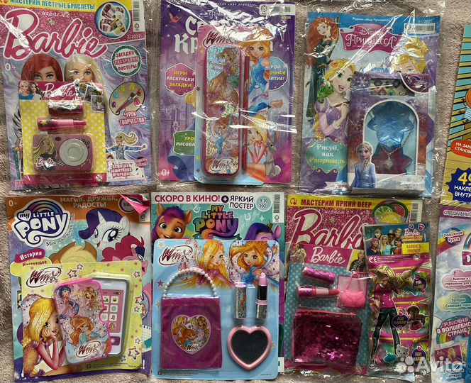 Журналы детские, барби с подарками, маша и медведь