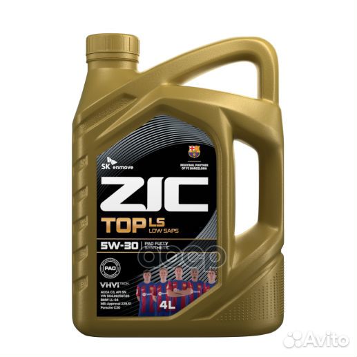 ZIC TOP LS 5W30 (4L) масло мотор.синтAPI SN, acea