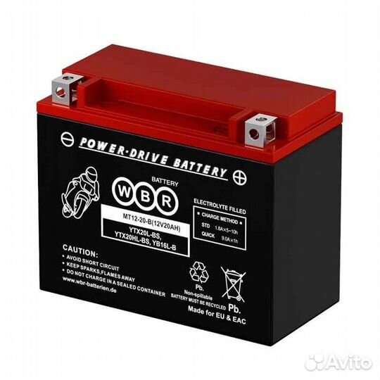 Мото аккумулятор WBR MT12-20-B