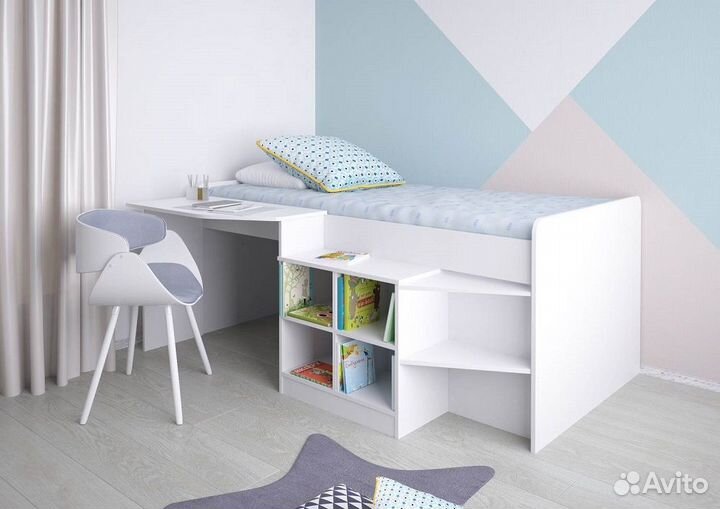 Кровать-чердак Simple 4000 со столом и полками