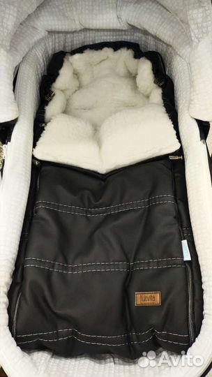 Конверт зимний на овчине из экокожи