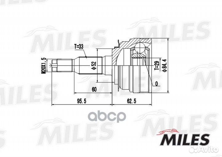 ШРУС miles GA20077 ШРУС daewoo lanos/espero 1.5