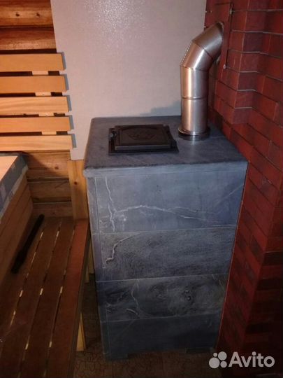 Облицовки из природного камня на печи Гефест