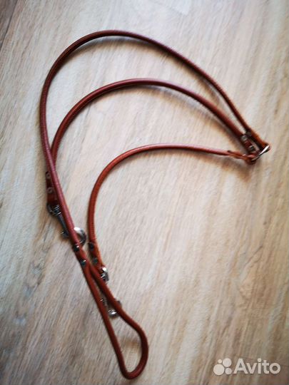 Поводок кожаный на 2х собак