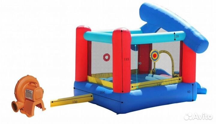 Надувной батут Happy Hop Игровой город 6 в 1 9111