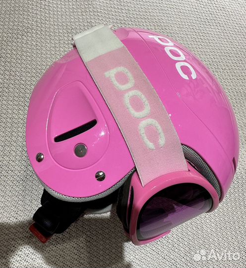 Шлем горнолыжный розовый POC+маска POC