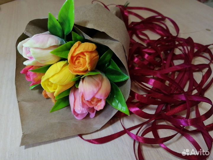 Букет тюльпанов на 8 марта / мыло ручной работы