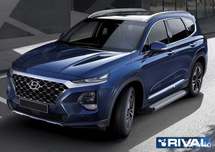 Пороги-подножки Hyundai Santa Fe 2018-2021 Bmw-Sty