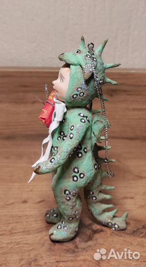 Ватная игрушка на ёлку. Малыш-дракончик